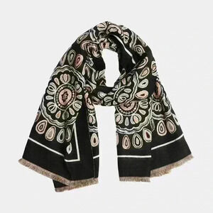 Mandala Black Oblong Scarf